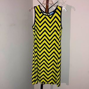 Cynthia Rowley | Women’s Yellow $ Black Sleeveless MIDI Dress - Size Small